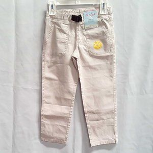 New JOGGER pants for kids without closure, adjustable at the waist, cream color.